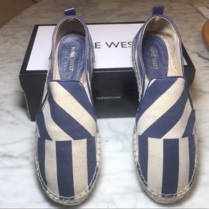 Nine West Slip-On Navy Blue/White Striped Loafer
